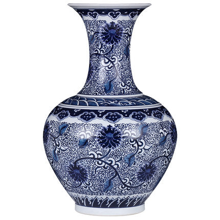 Chinese Vintage Style Blue and White Vase - Morrow Land