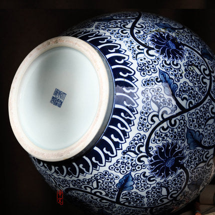 Chinese Vintage Style Blue and White Vase - Morrow Land