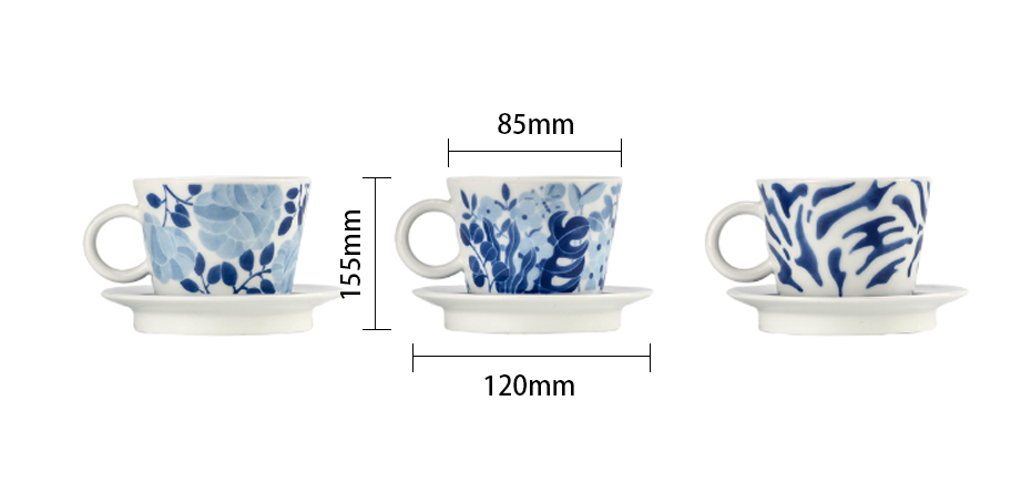 Underglaze blue and white modern style cat coffee cup - Morrow Land