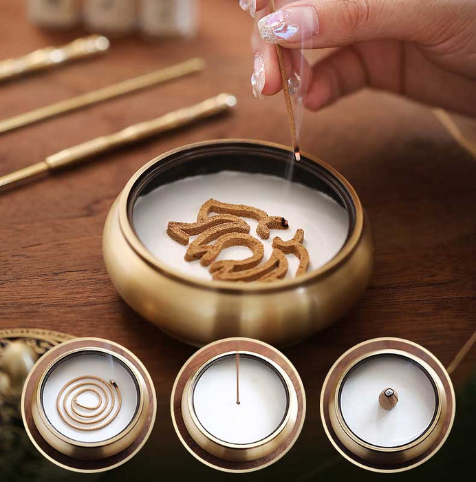 Brass Incense Burner Set, Meditation Easing Stress Set - Morrow Land