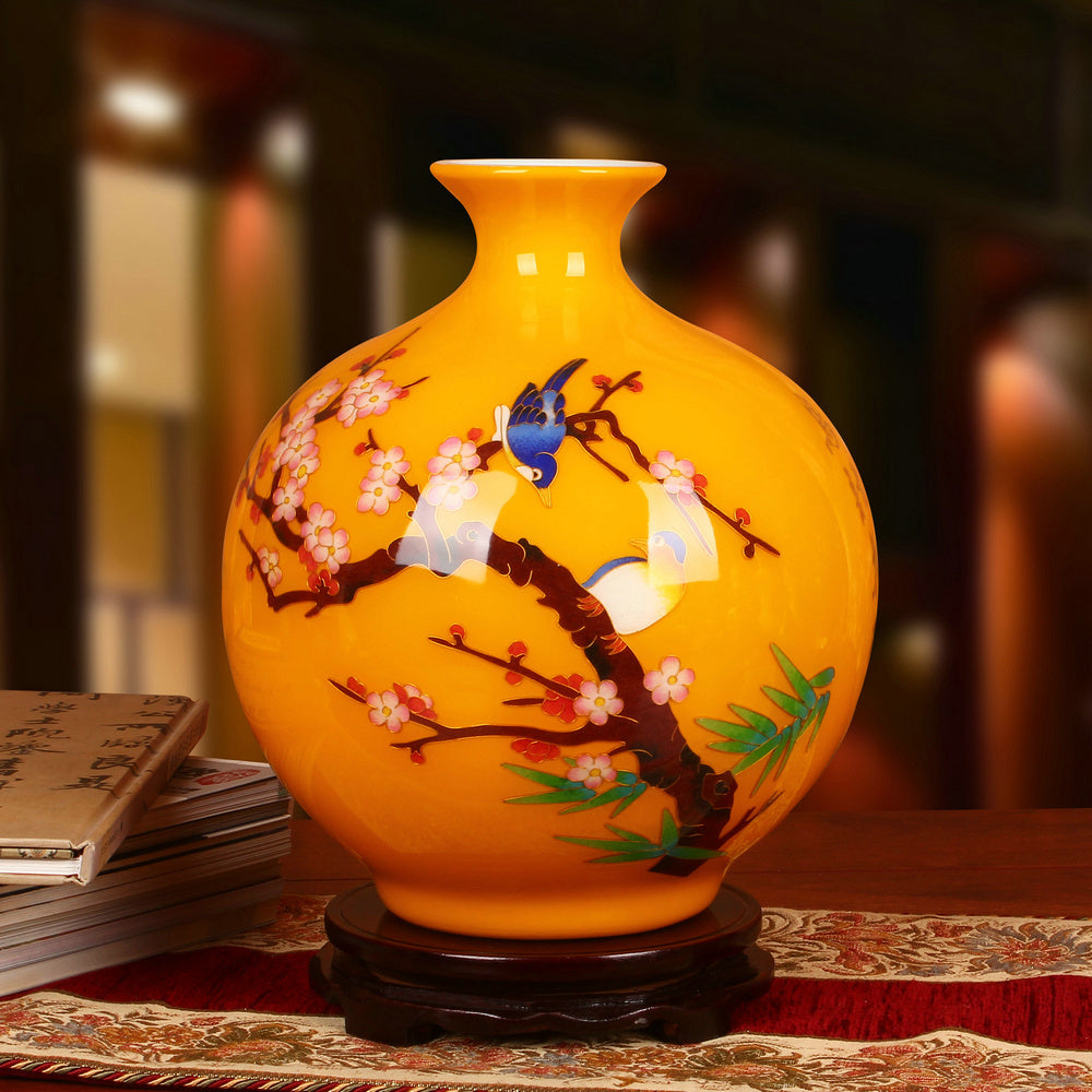 Flower and Bird Chinese Folk Culture Vase - Morrow Land