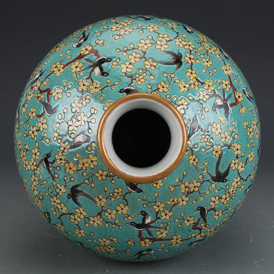 Vintage Magpie and Plum Blossom Porcelain Vase - Morrow Land