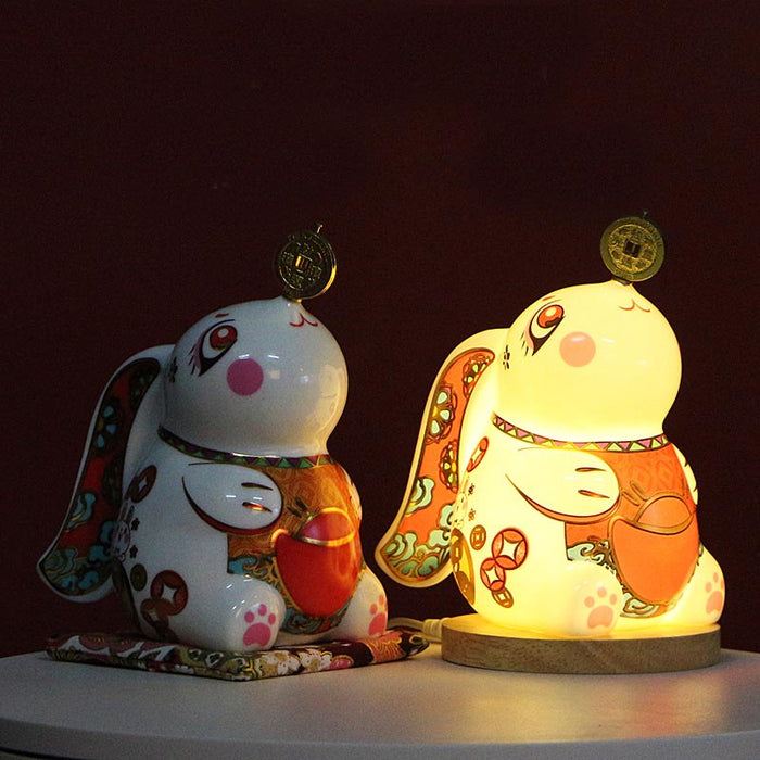 Cute Rabbit Ceramic Night Light Money Jar - Morrow Land