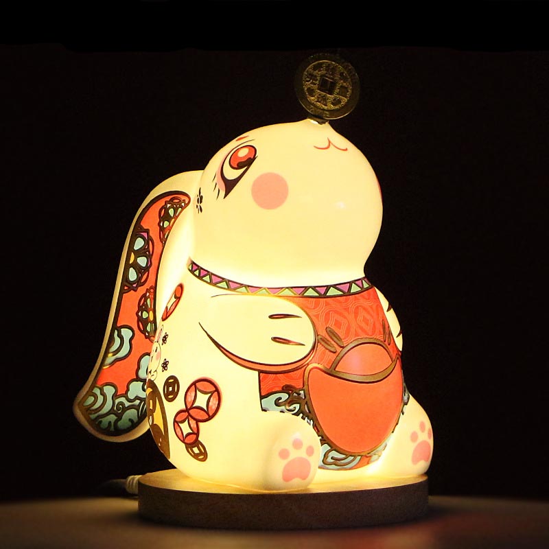 Cute Rabbit Ceramic Night Light Money Jar - Morrow Land